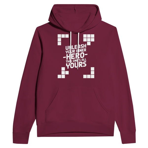 Pixelated Heart Hoodie – A Nostalgic Tribute for Game Lovers - Maroon - Hoodies