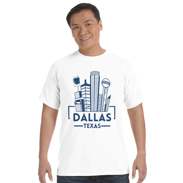 Dallas Skyline - Urban Elegance Captured - White - T-shirts