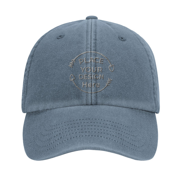 Timeless Elegance - Vintage Cotton Dad Hat - Vintage Light Denim - Print Material