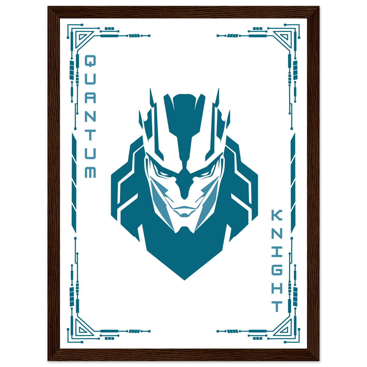 Transform Your Space - "Proton, Neural, Quantum Knights" Poster Set - 30x40 cm 12x16″ Dark wood frame Quantum Knight - Wooden Framed Posters