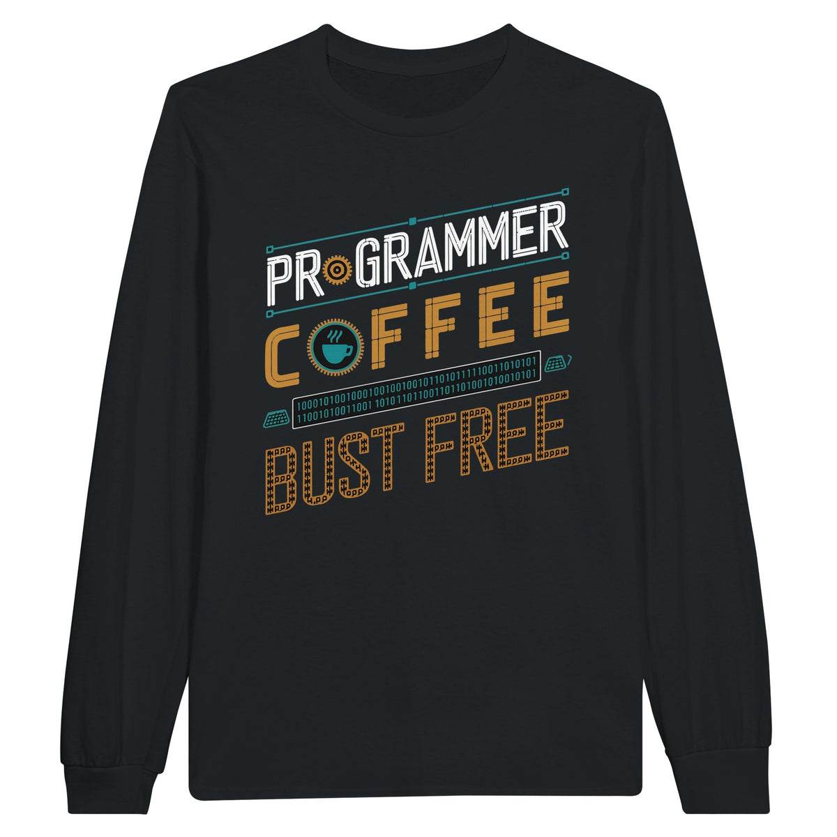 Funny Coffee Code Long-sleeve Tee for Coworkers - Black - Long Sleeves T-shirts