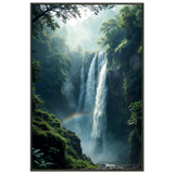 Rainbow Falls - Serene Forest Memory - - Metal Framed Posters