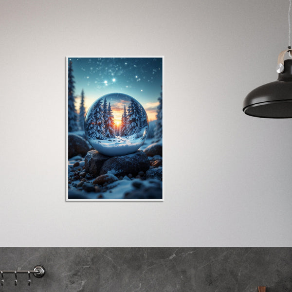 Crystal Wonderland - Snow Globe Wall Art - - Wooden Framed Posters