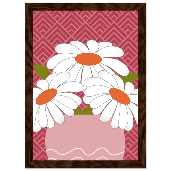 Daisy Dreamscape - Luxurious Wall Art - A4 21x29.7 cm 8x12″ Dark wood frame - Wooden Framed Posters