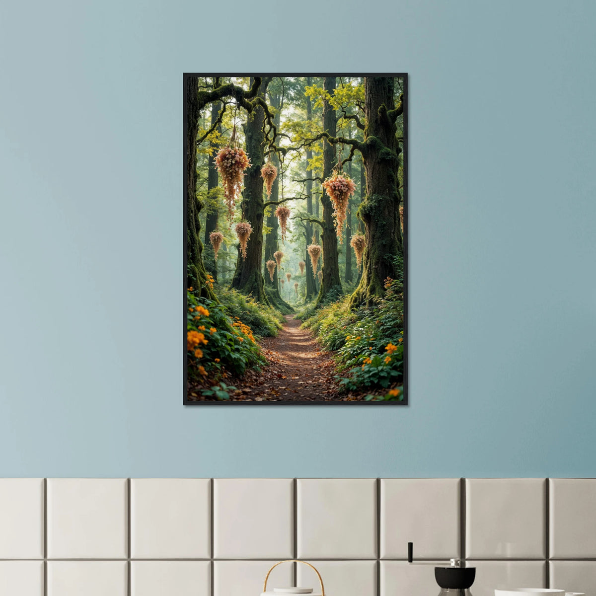 Hanging Blooms – Framed Poster Gift for Gardeners - Black frame - Wooden Framed Posters