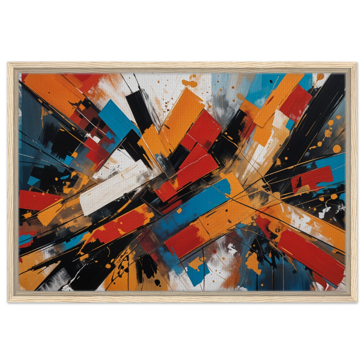 Rhythm in Color - Bold Abstract Motion - 60x90 cm 24x36″ - Framed Canvas