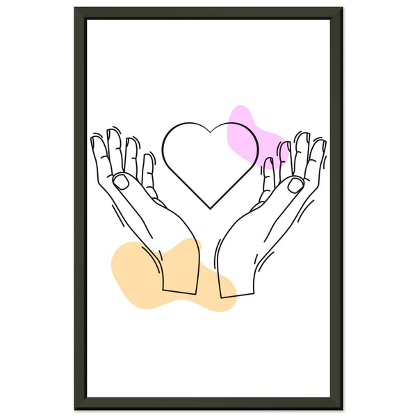 Heartfelt Embrace - Love Line Art Poster - 28x43 cm XL (11x17″) - Metal Framed Posters