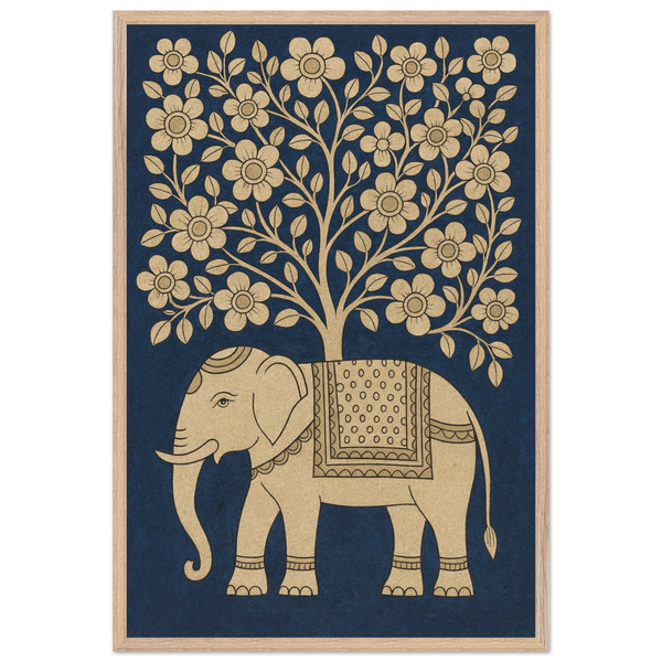 Traditional Elephant Art Print – Heritage Frame Gift - Wood frame - Wooden Framed Posters