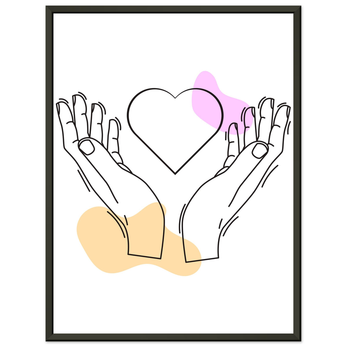 Heartfelt Embrace - Love Line Art Poster - 45x60 cm 18x24″ - Metal Framed Posters