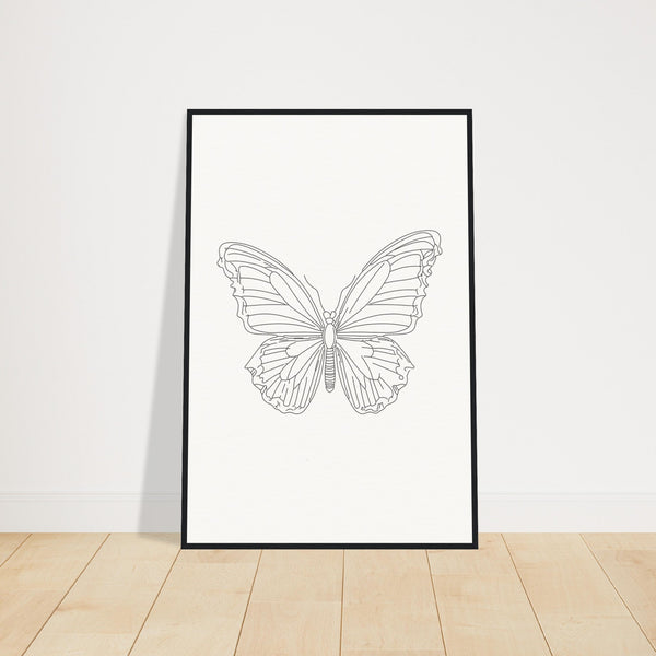 Butterfly Grace - Framed Minimalist Art - 60x90 cm 24x36″ Black frame - Wooden Framed Posters