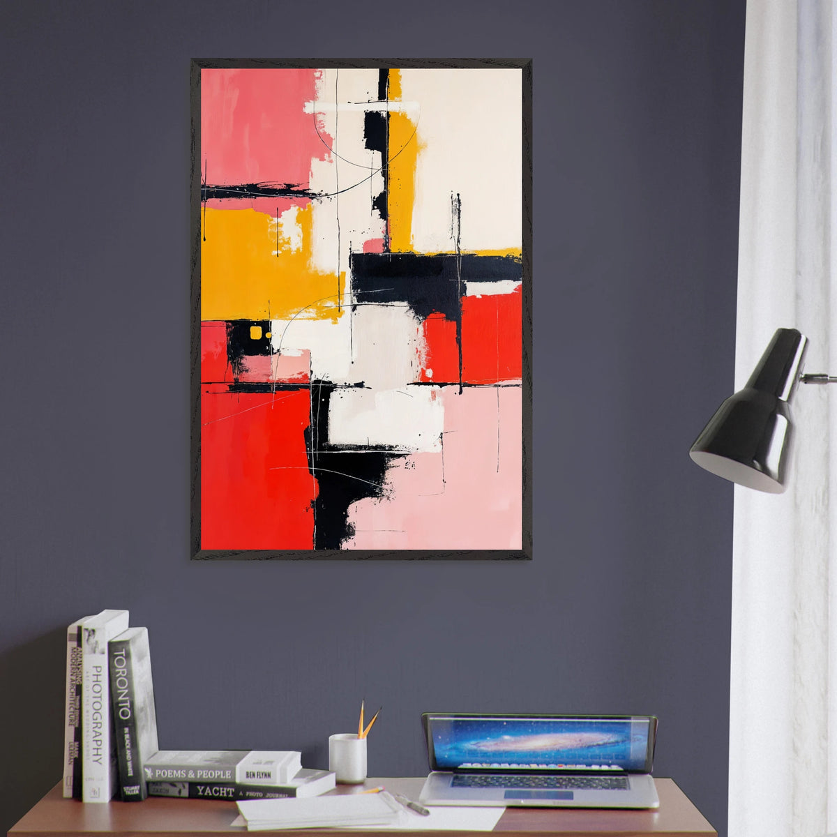Urban Pulse Abstract Poster – Gift for Art Lovers - Black frame - Wooden Framed Posters