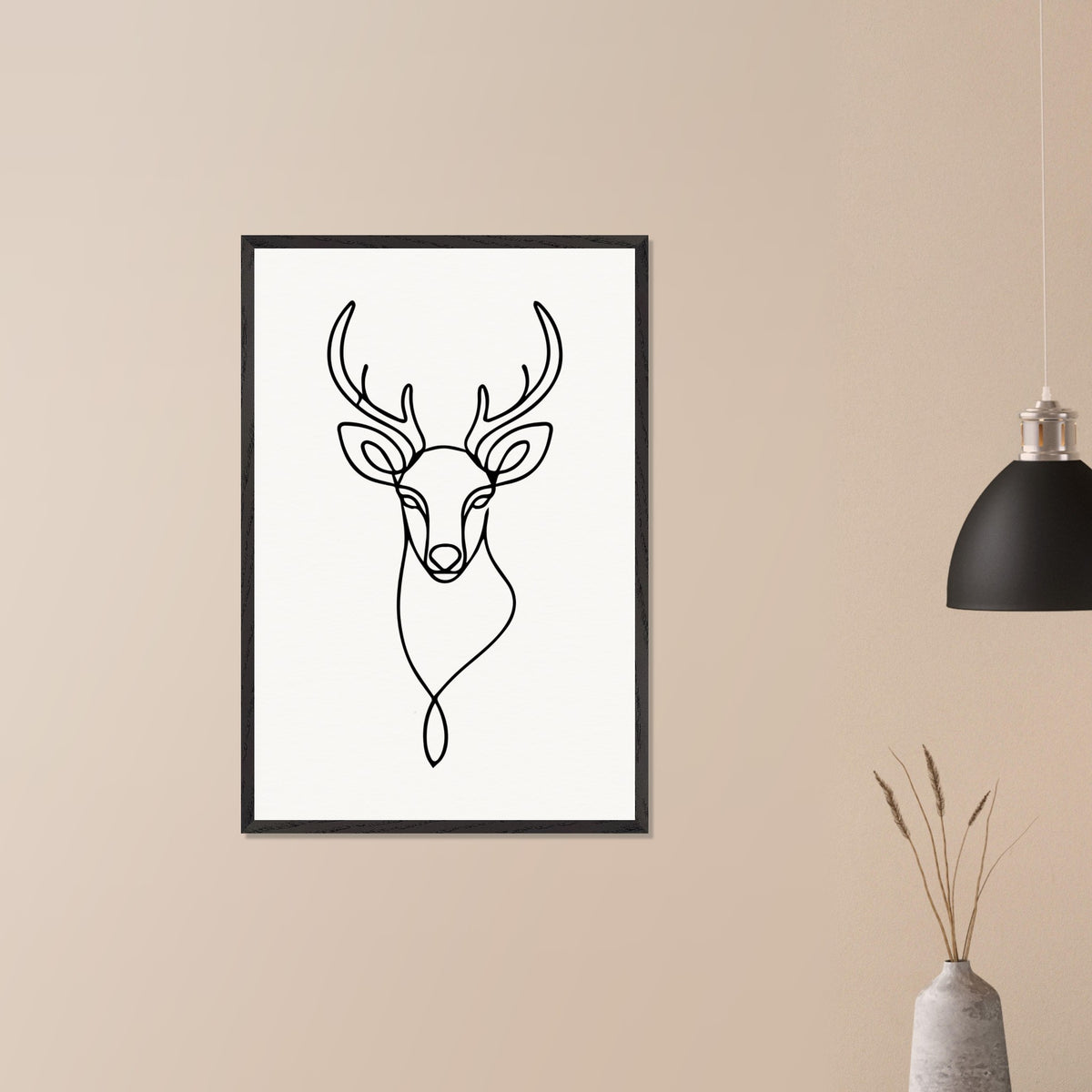 Nature's Outline - Elegant Deer in Wooden Frame - - Wooden Framed Posters