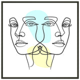 Twins in Harmony - Minimalist Faces with Pastel Touch - 70x70 cm 28x28″ - Metal Framed Posters