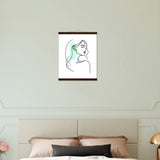 Elegance in Line - Minimalist Female Profile Art with Wooden Hangers - 40x50 cm 16x20″ Dark wood wall hanger - Posters With Hanger