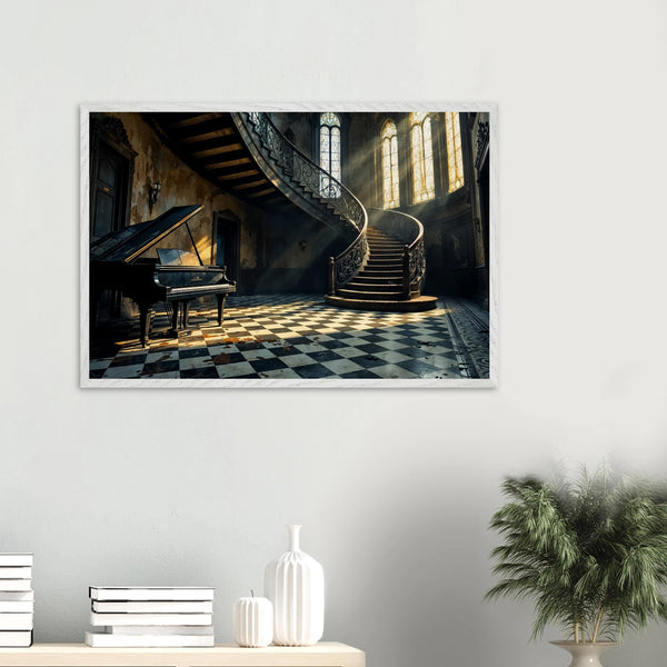 Framed Classical Charm Poster – Gift of Mood & Music - White frame - Wooden Framed Posters