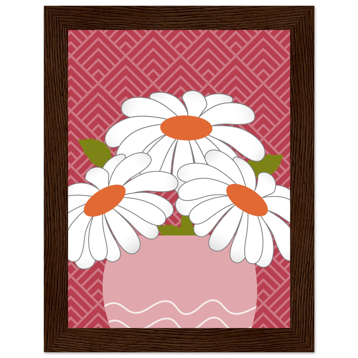 Daisy Dreamscape - Luxurious Wall Art - 15x20 cm 6x8″ Dark wood frame - Wooden Framed Posters