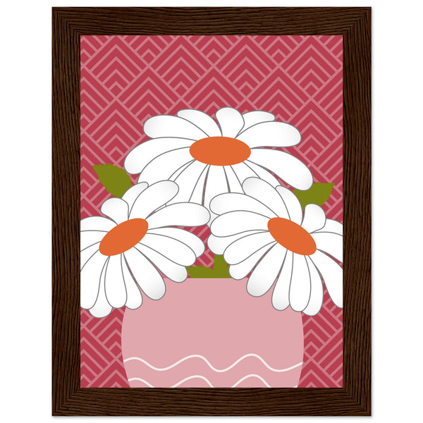 Daisy Dreamscape - Luxurious Wall Art - 15x20 cm 6x8″ Dark wood frame - Wooden Framed Posters