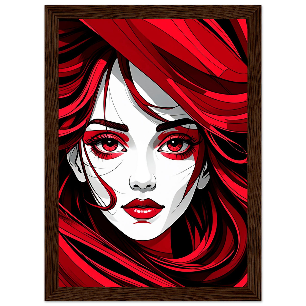 Red Passion - Art That Speaks - A4 21x29.7 cm 8x12″ Dark wood frame - Framed Poster