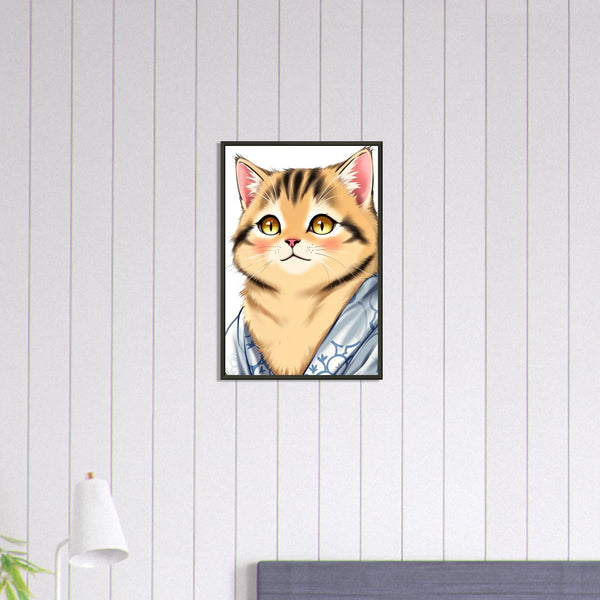 Regal Whiskers - Anime Cat Framed Art - 40x60 cm 16x24″ - Metal Framed Posters