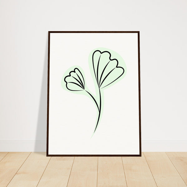 Elegant Floral Essence - Wooden Framed Art - 60x80 cm 24x32″ Dark wood frame - Wooden Framed Posters