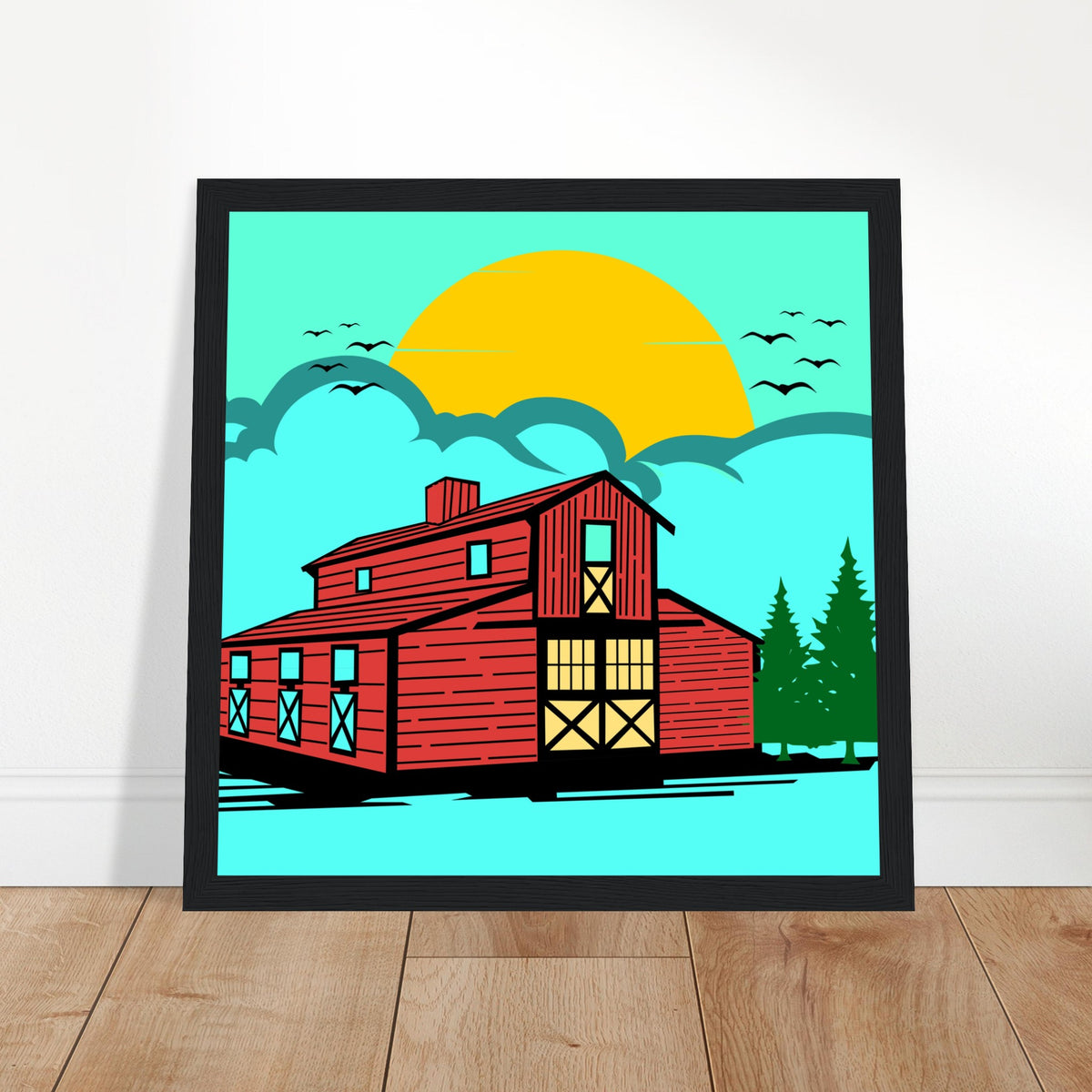 Countryside Sunrise - A Nostalgic Barn Scene - - Wooden Framed Posters