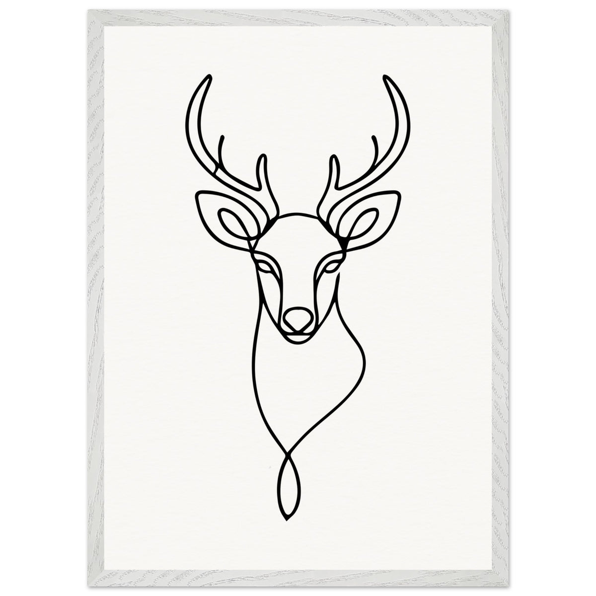 Nature's Outline - Elegant Deer in Wooden Frame - 50x70 cm 20x28″ White frame - Wooden Framed Posters