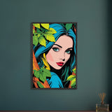 Premium Nature's Elegance - The Blue-Haired Muse - - Wooden Framed Posters