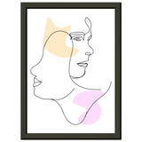 Mirrored Elegance - Artistic Line Faces in Gentle Tones - A4 21x29.7 cm 8x12″ - Metal Framed Posters