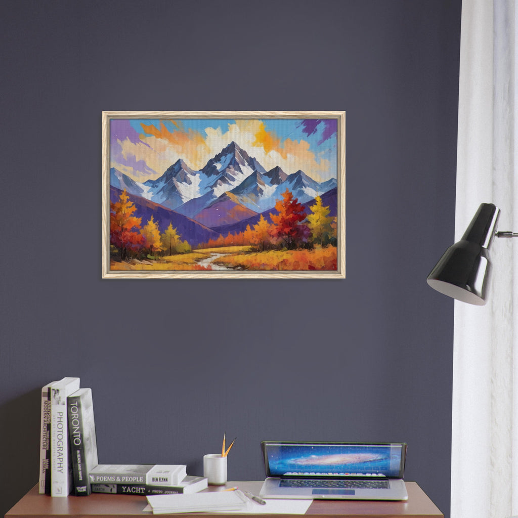 Autumn Peaks - Vibrant Mountain Landscape in Frame - - Framed Canvas