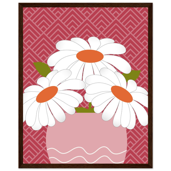 Daisy Dreamscape - Luxurious Wall Art - 40x50 cm 16x20″ Dark wood frame - Wooden Framed Posters