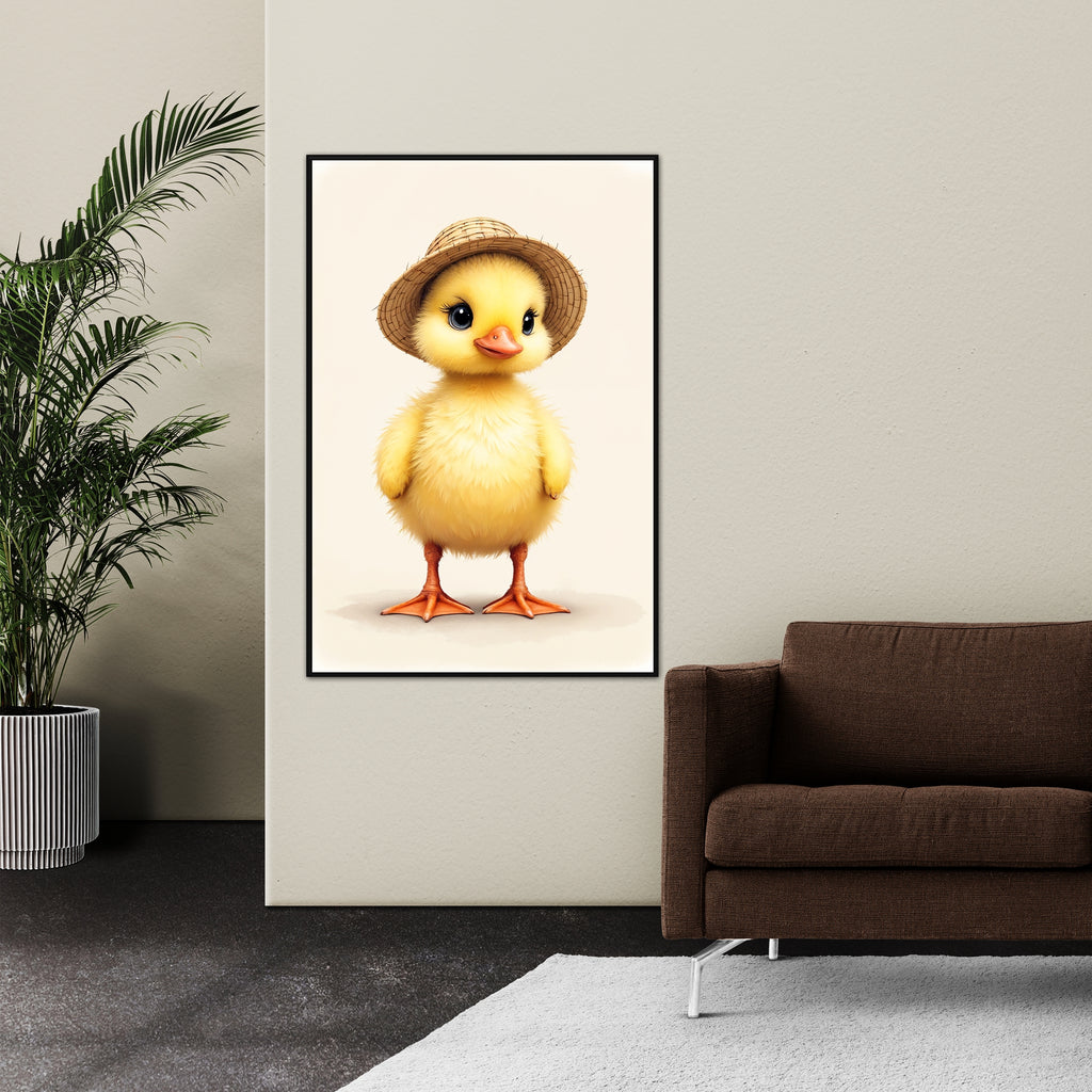 Charming Chick in Straw Hat - 16x24 - Framed Posters