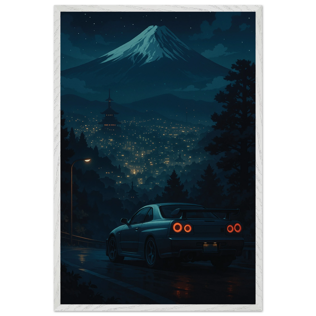 Gift Memories - Skyline Car Wooden Framed Poster - Default Title - Wooden Framed Posters