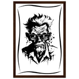 Edgy Artistry - Black and White Character - 30x45 cm 12x18″ Dark wood frame - Wooden Framed Posters