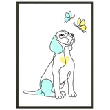 Whimsical Paws - Puppy Line Art with Soft Pastels - 50x70 cm 20x28″ - Metal Framed Posters