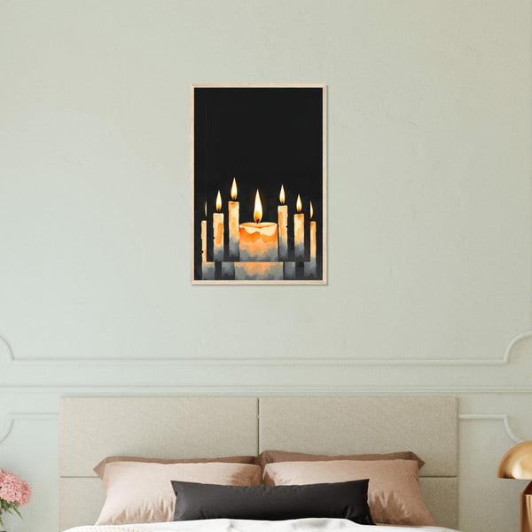 Candlelight Dreams - Serene Candle Framed Print - Wood frame 40x60 cm 16x24″ - Wooden Framed Posters