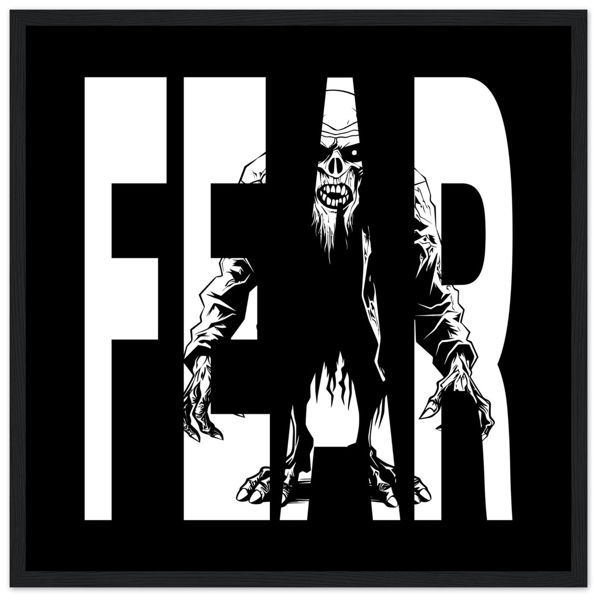 Embrace Fear - Bold Horror Art - 50x50 cm 20x20″ Black frame - Wooden Framed Posters