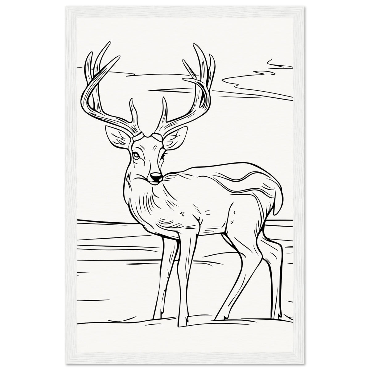 Elegance in Nature - Deer in Line - 28x43 cm XL (11x17″) White frame - Wooden Framed Posters