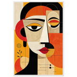 Warm Tones Geometric Portrait Wall Decor - - Wooden Framed Posters