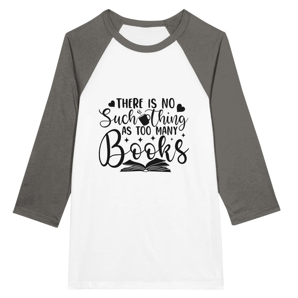 Unleash Your Inner Bookworm, No Such Thing as Too Many Books - White and Asphalt - Long Sleeve T-shirts