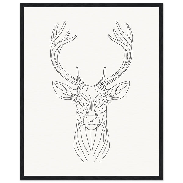 Nature's Grace - Deer Illustration - - Wooden Framed Posters