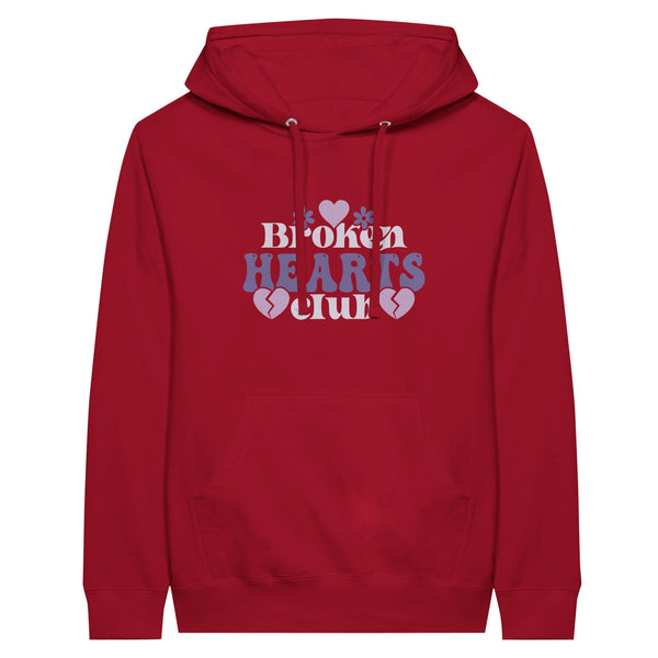 Broken Hearts Club Premium Unisex Pullover Hoodie - Red - Pullover Hoodies