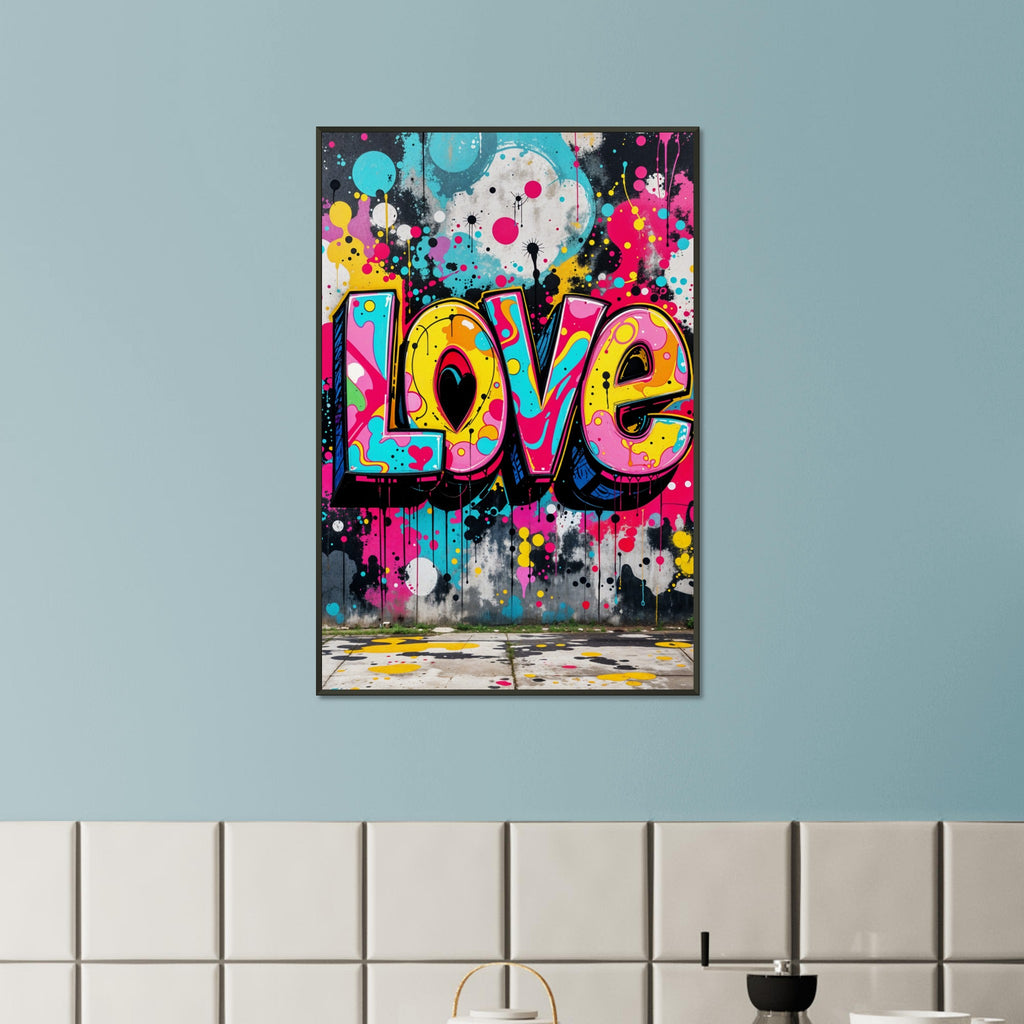 Explosive Colors - Graffiti-Inspired LOVE Design - 60x90 cm 24x36″ - Framed Poster