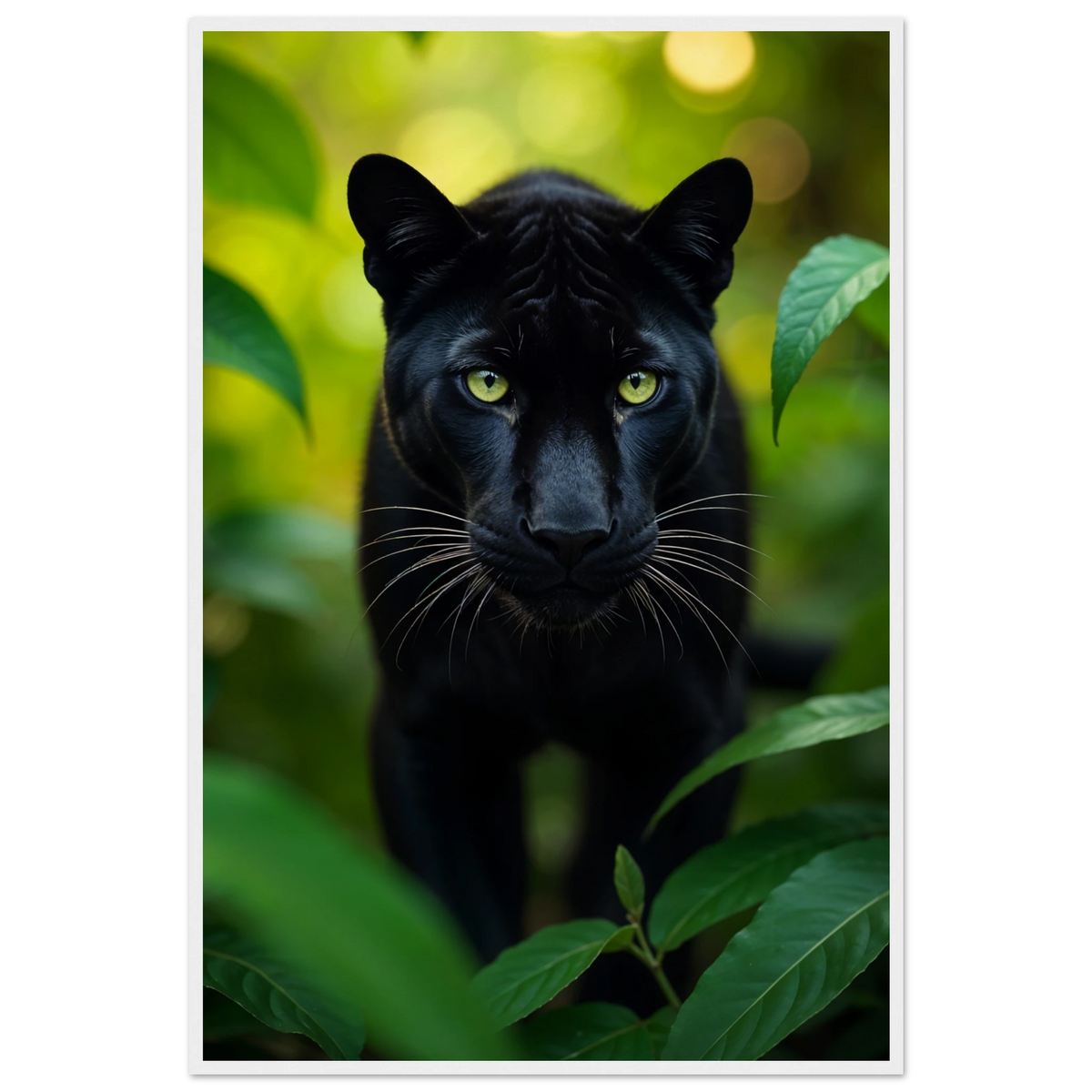 Emerald Gaze - Black Panther Framed Poster - - Wooden Framed Posters