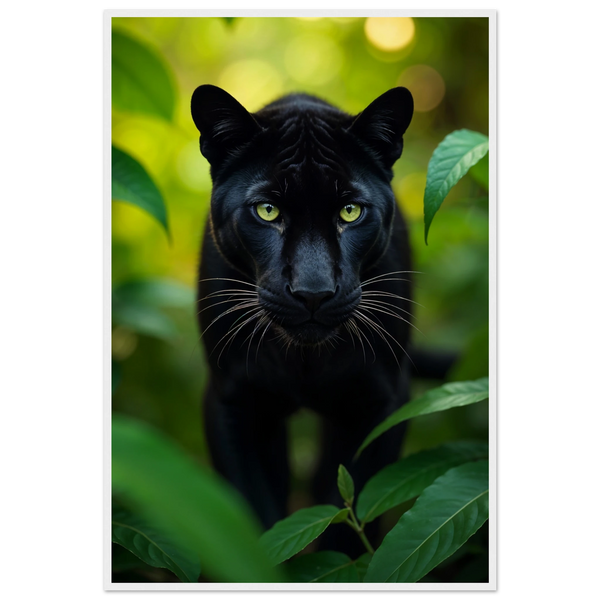Emerald Gaze - Black Panther Framed Poster - - Wooden Framed Posters