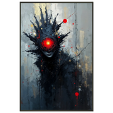 Crimson Gaze - Dark Abstract Figure Framed Poster - - Metal Framed Posters