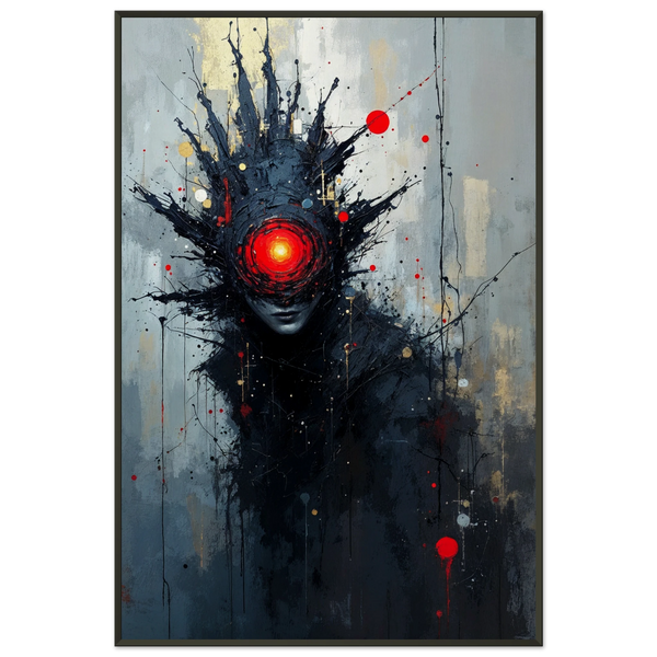 Crimson Gaze - Dark Abstract Figure Framed Poster - - Metal Framed Posters