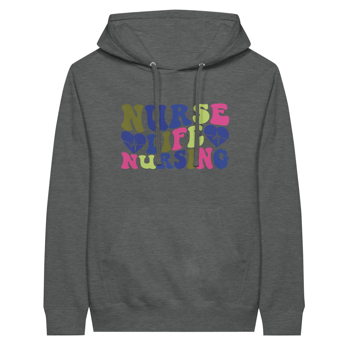 Heartfelt Nursing Life Premium Unisex Pullover Hoodie - Graphite Heather - Print Material