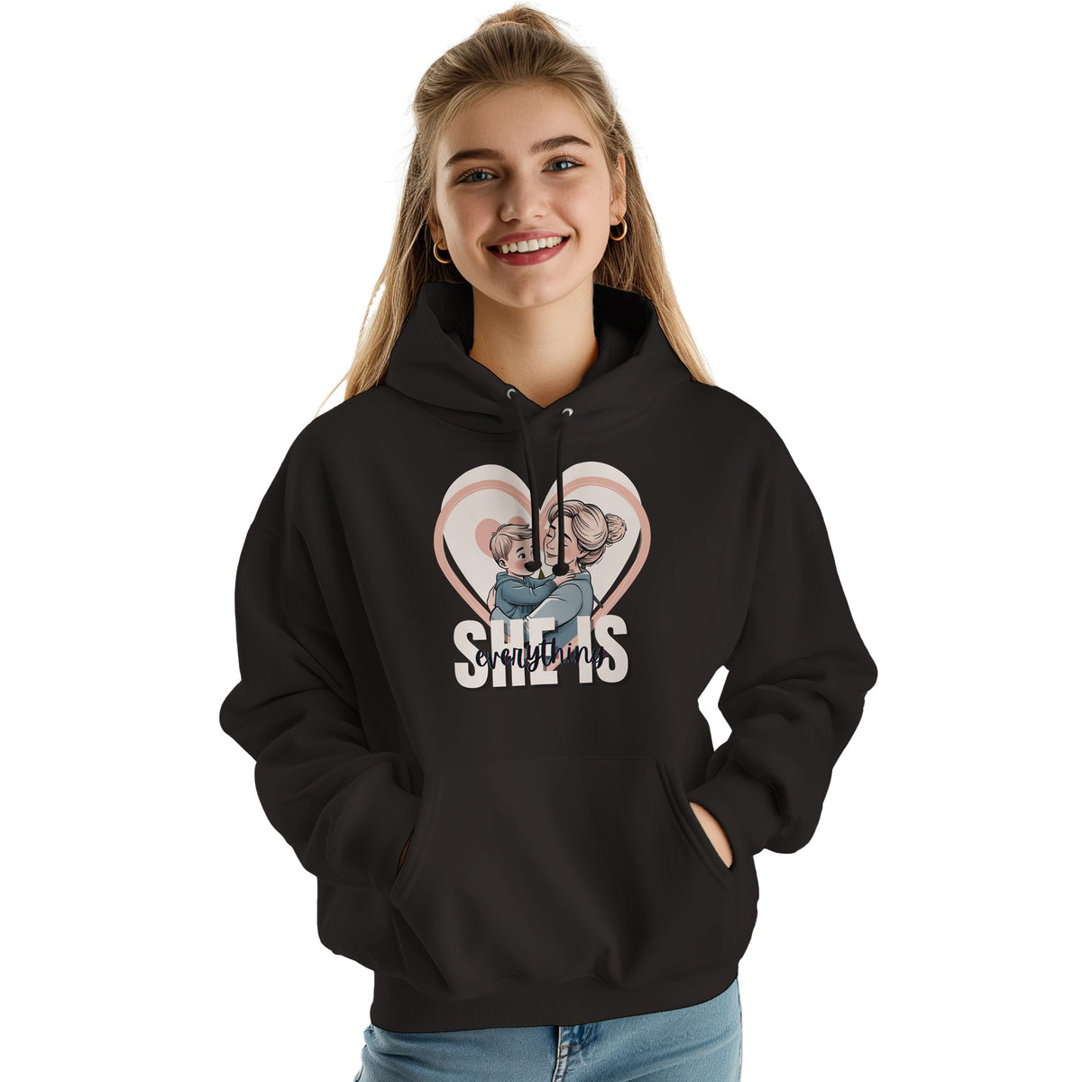 Boundless Love - She Is Everything Hoodie - Deep Black - Hoodies