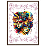 Colorful Mask Trio - Luxury Framed Print - 50x70 cm 20x28″ Dark wood frame - Wooden Framed Posters