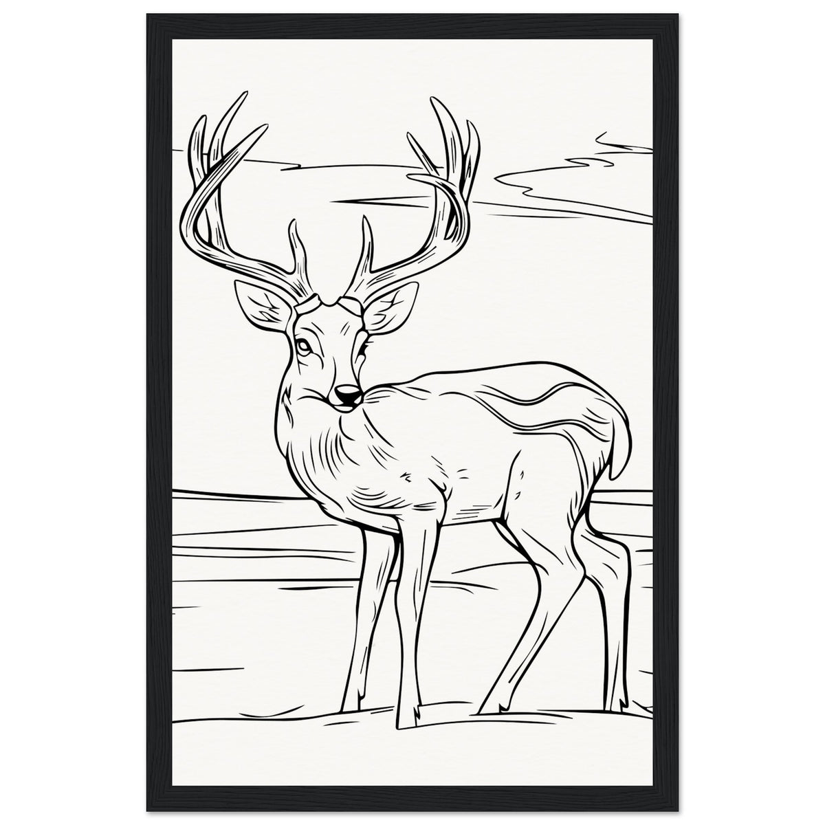 Elegance in Nature - Deer in Line - 28x43 cm XL (11x17″) Black frame - Wooden Framed Posters